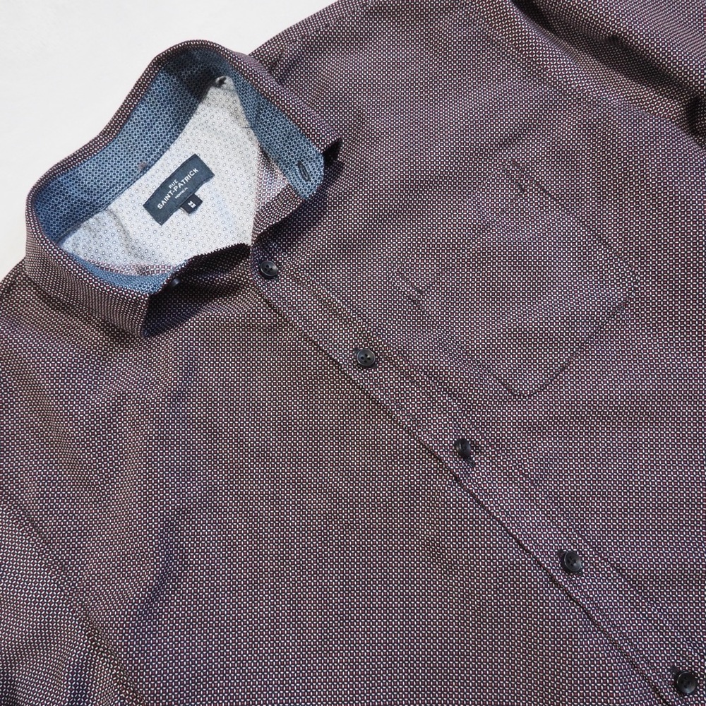 Rue Saint-Patrick Sz M Shirt Men Long Sleeve Geometric Pattern